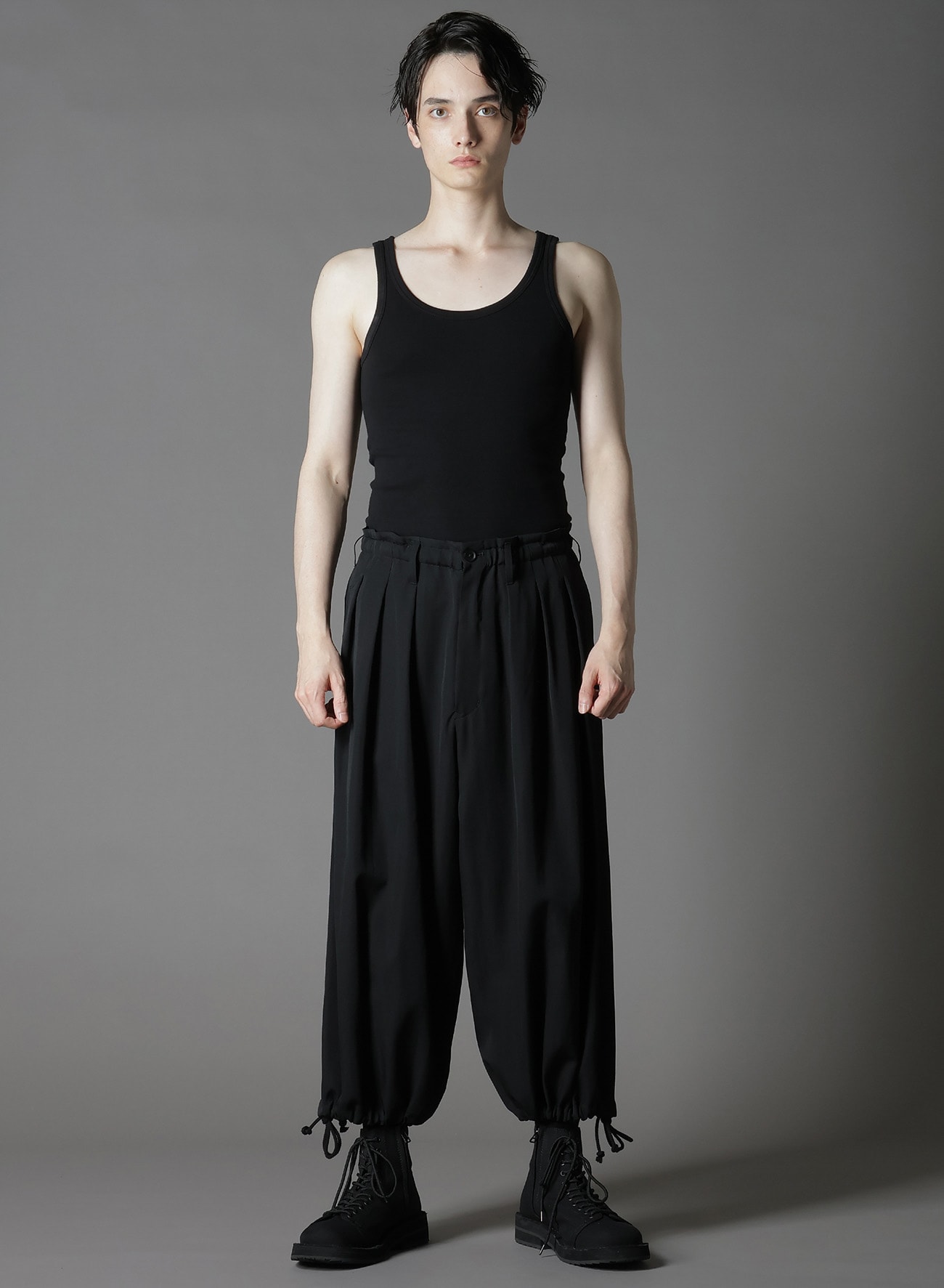 WOOL GABARDINE BALLOON PANTS(FREE SIZE Black): Ground Y｜THE SHOP