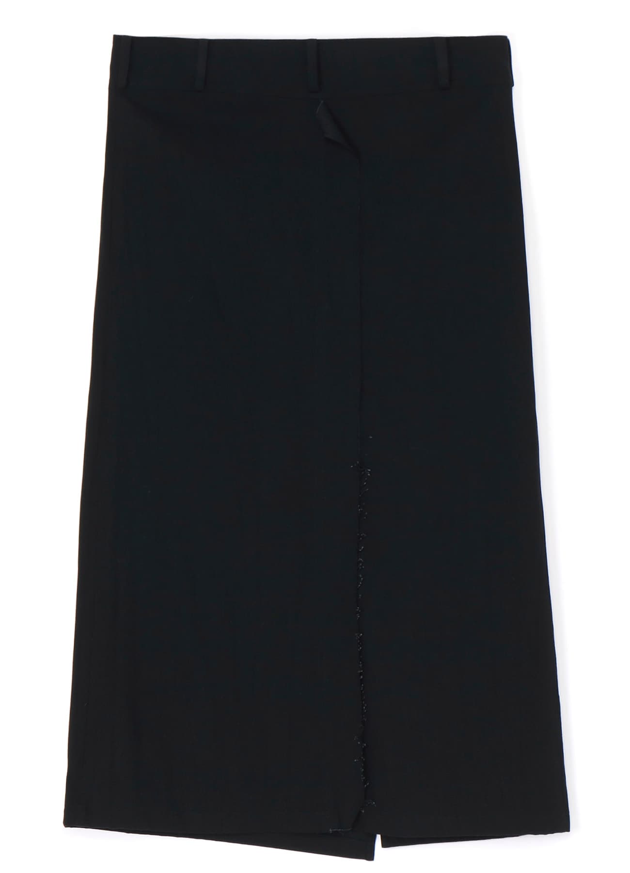 7.6OZ UNEVEN YARN DENIM BELTED WRAP SKIRT(XS Black): Yohji