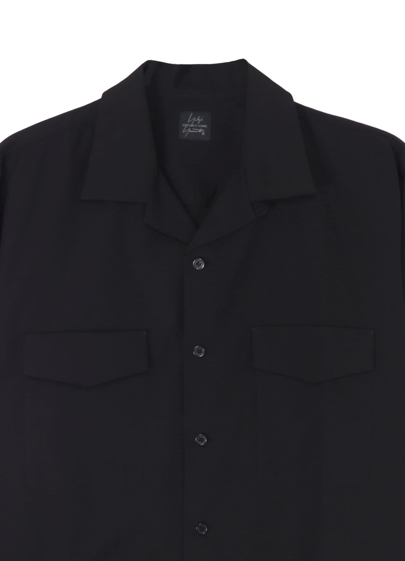 SUIT BROAD CDH OPEN COLLAR SHIRT(S Black): Yohji Yamamoto POUR