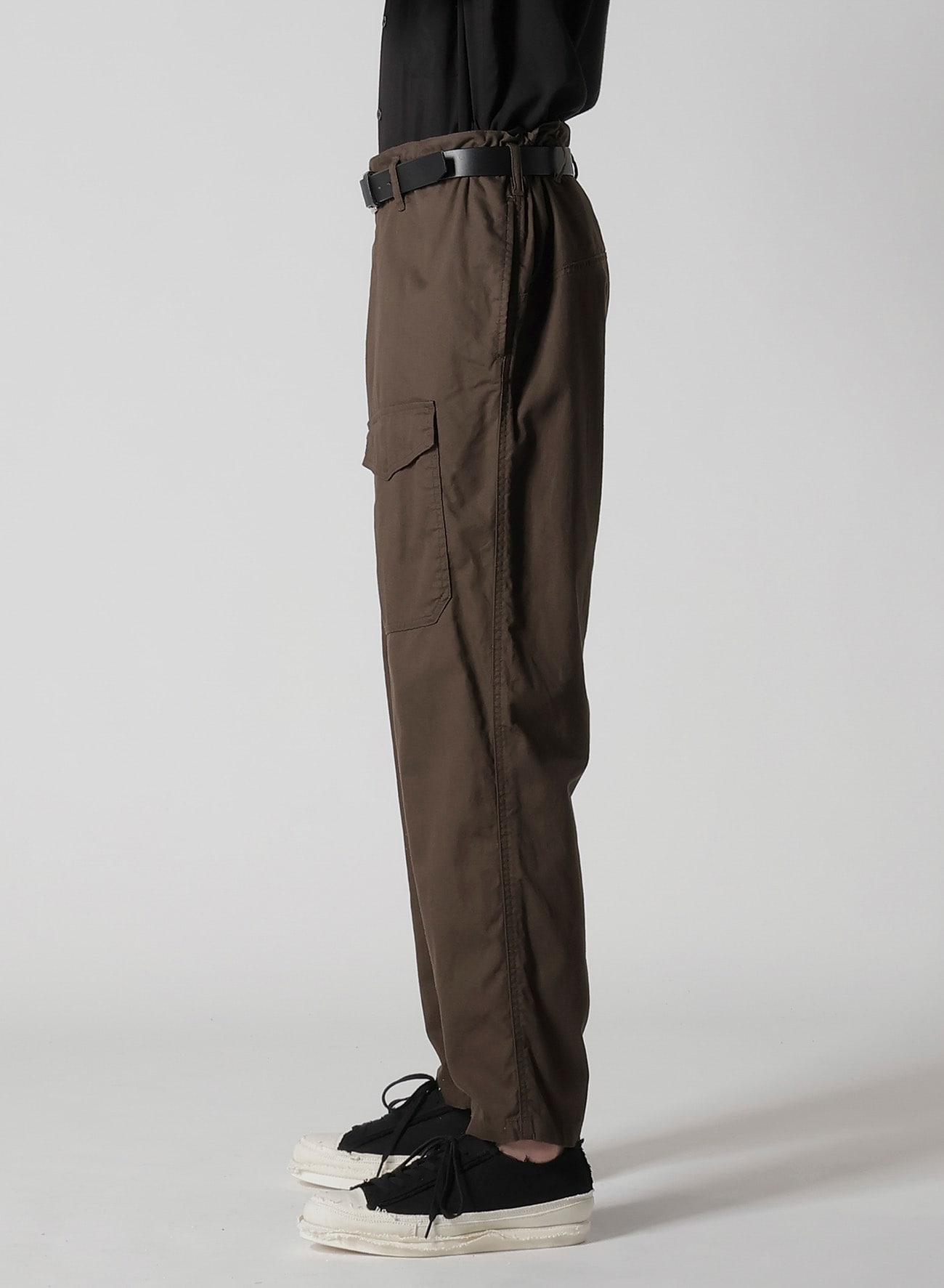 BLACK SCANDAL OXFORD NO-TUCK WAIST STRING WORK PANTS(M Dark Brown