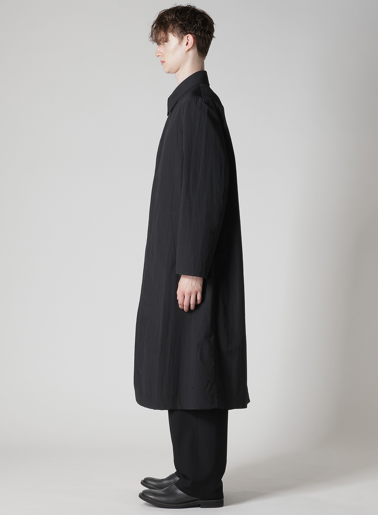 NYLON WEATHER COAT WITH FLY FRONT COLLAR(XS Black): Soldes｜THE