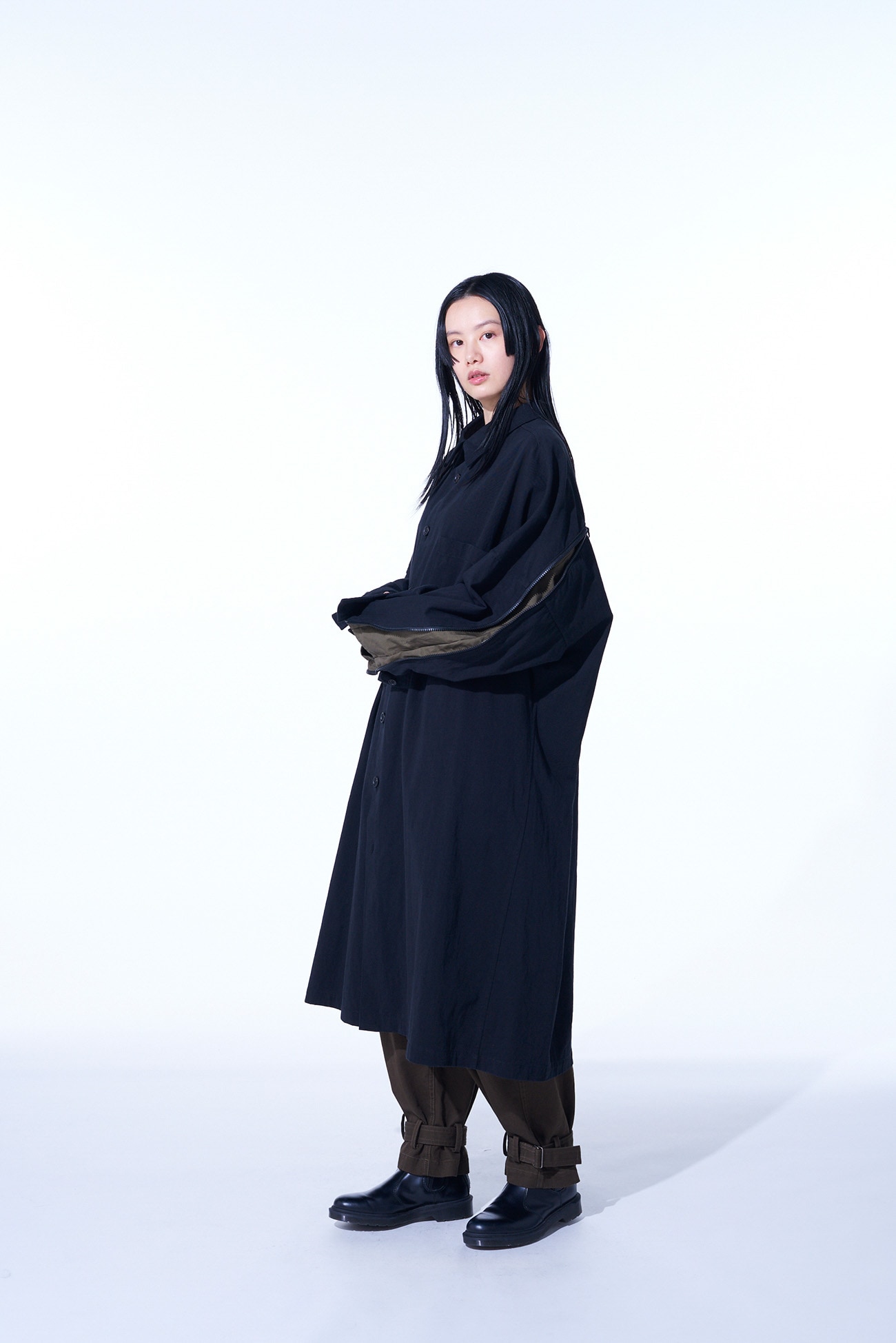 COTTON/HEMP TWILL BACK YOKE ZIP COAT(M Black): S'YTE｜THE SHOP