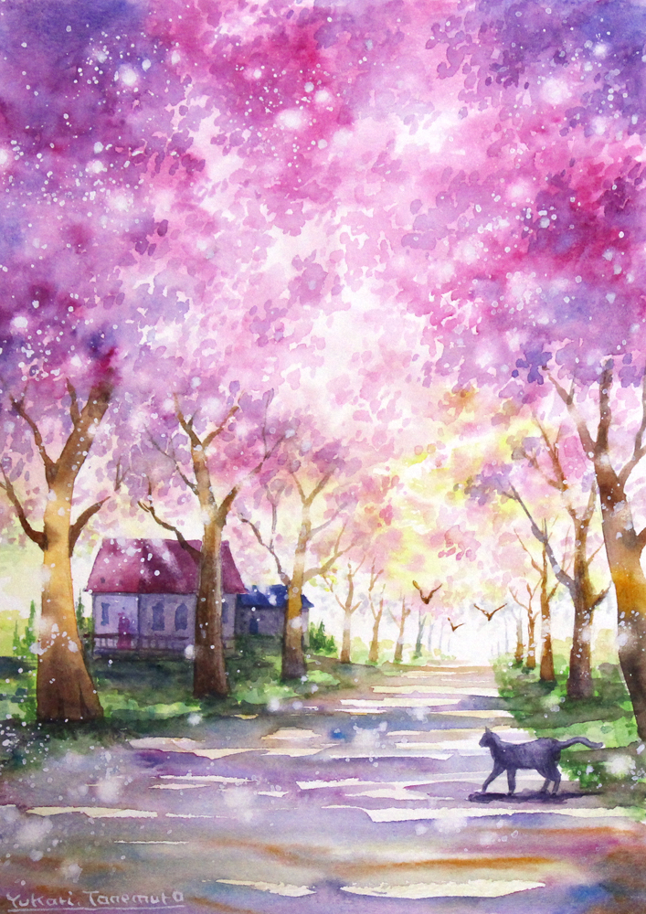 陽光の桜並木 | Yukari.Tanemura ｜インテリア絵画 アートの専門通販