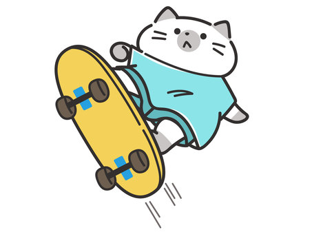 スケボーをする猫イラスト - No: 22097528｜無料イラスト・フリー素材