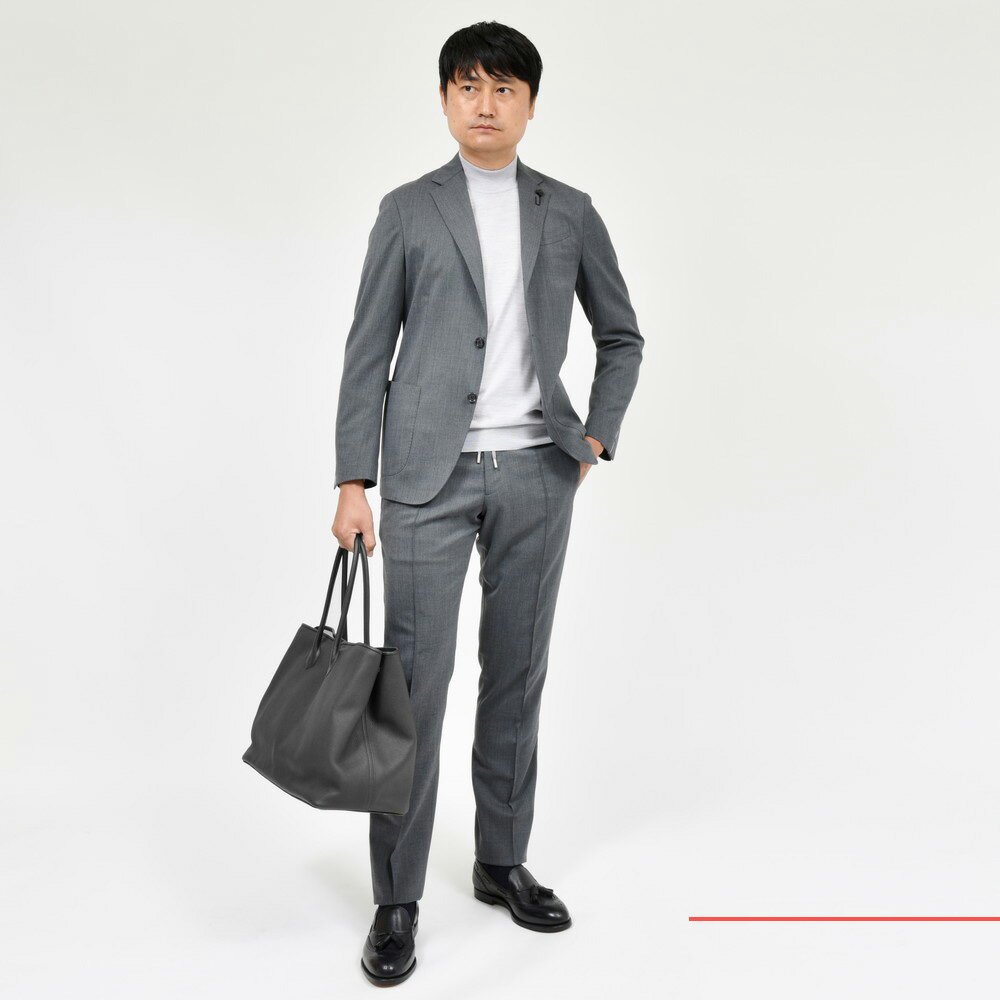 <美品>LARDINI easy wear 新ロゴ グレー ウールジャケット48 美品>LARDINI easy wear 新ロゴ グレー ウールジャケット48