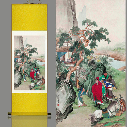 ♥掛軸 中国 釣り人 人物画 掛け軸 中国画 骨董 古玩 ♥掛軸 中国 釣り