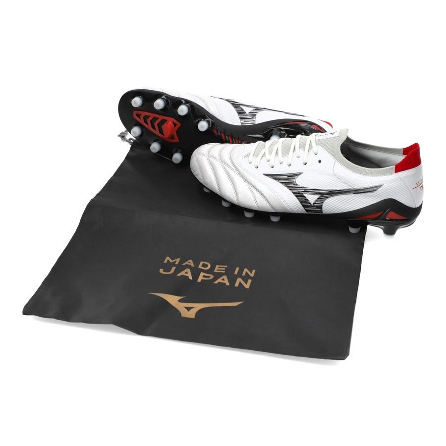 Mizuno Morelia Neo IV Beta Made in Japan FG - White/Black/Chinese Red