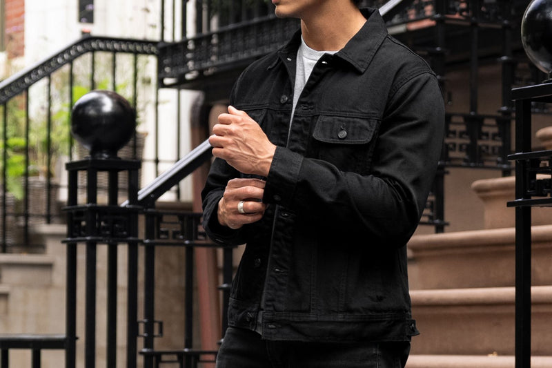 Men's Denim Trucker Jacket in Pitch Black - Thursday