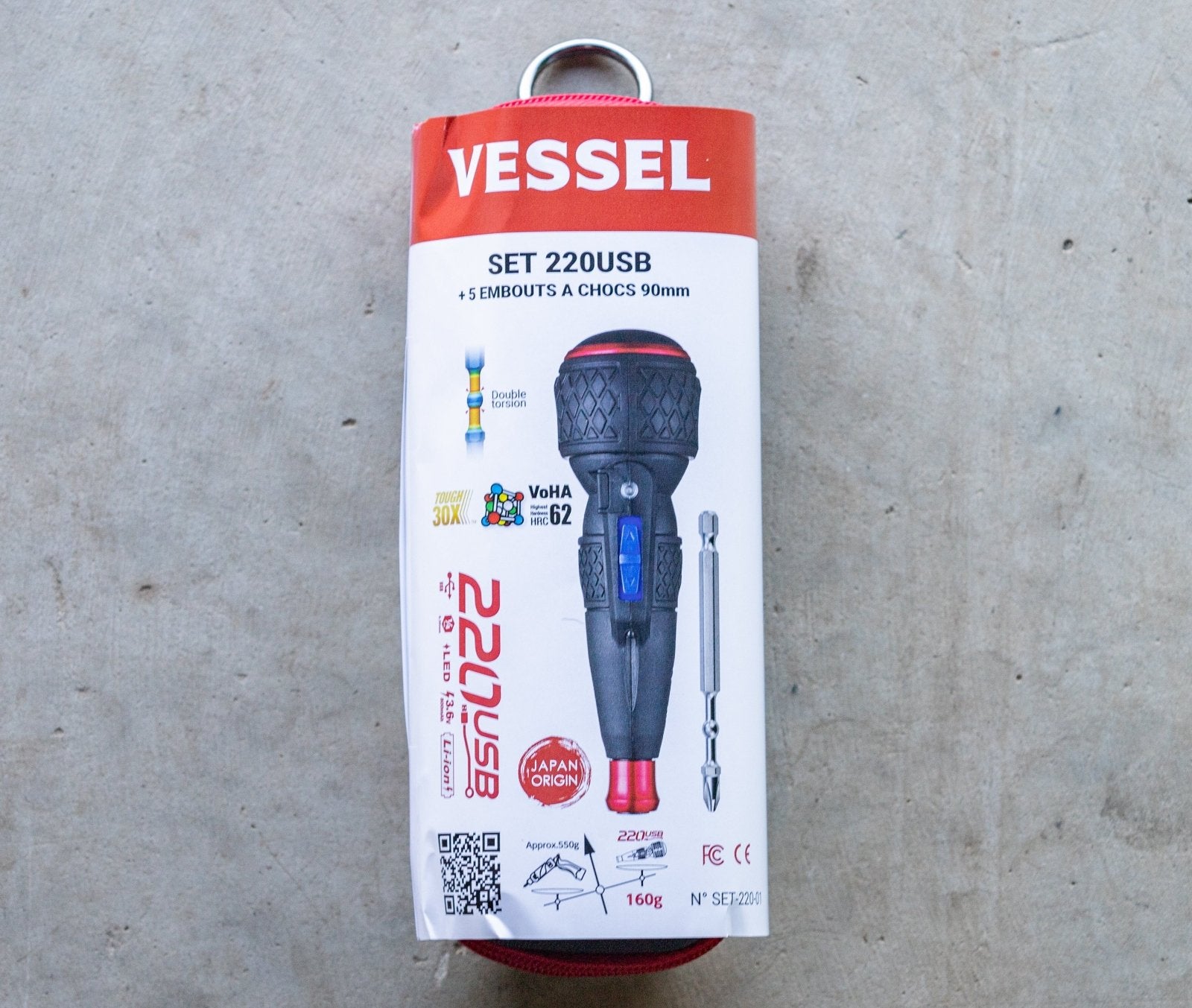Vessel 220USB Rechargeable Ball Grip Screwdriver Kit – 5 Bits +