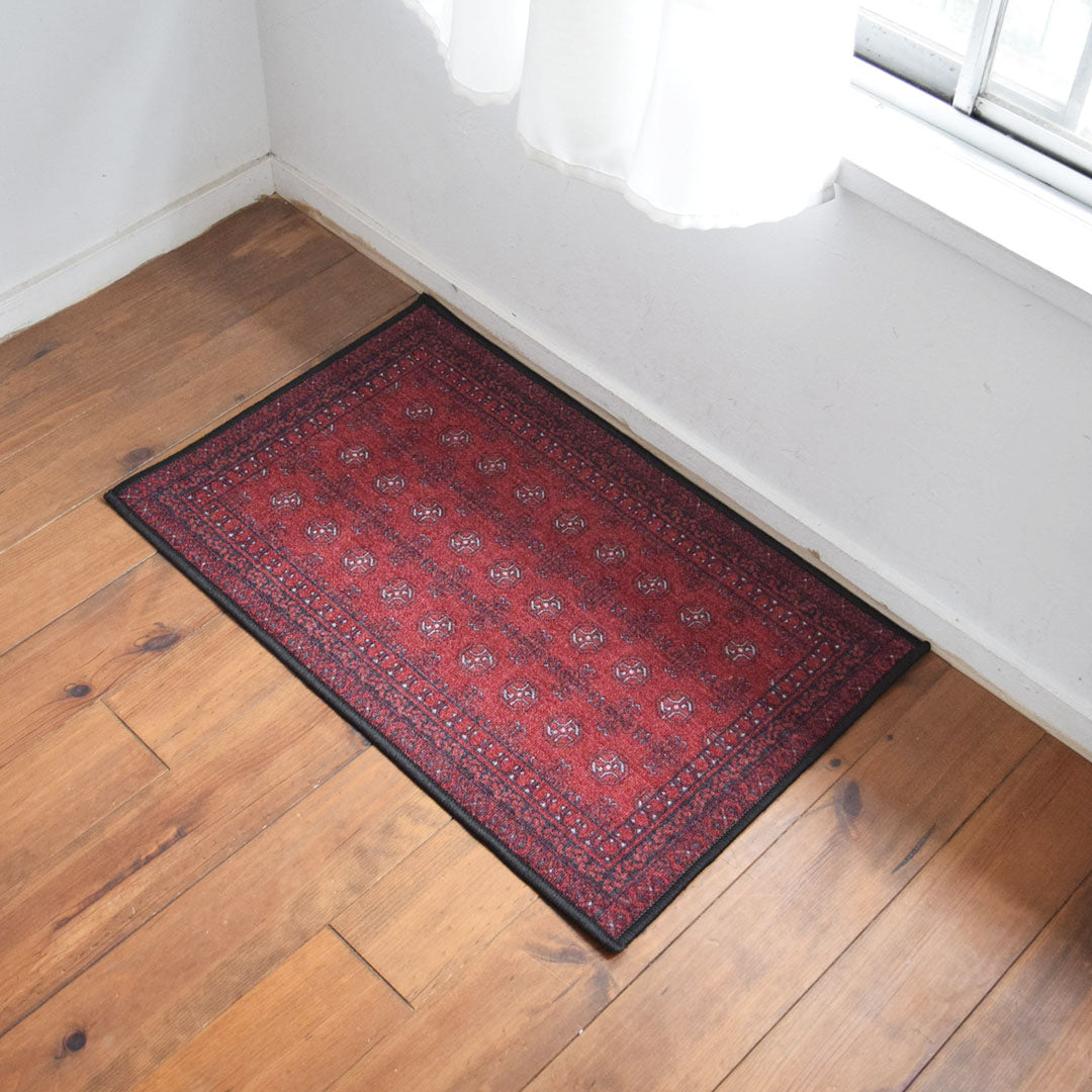 ヴィンテージ風ミニラグマット TOCORU Series アフガン ループ レッド