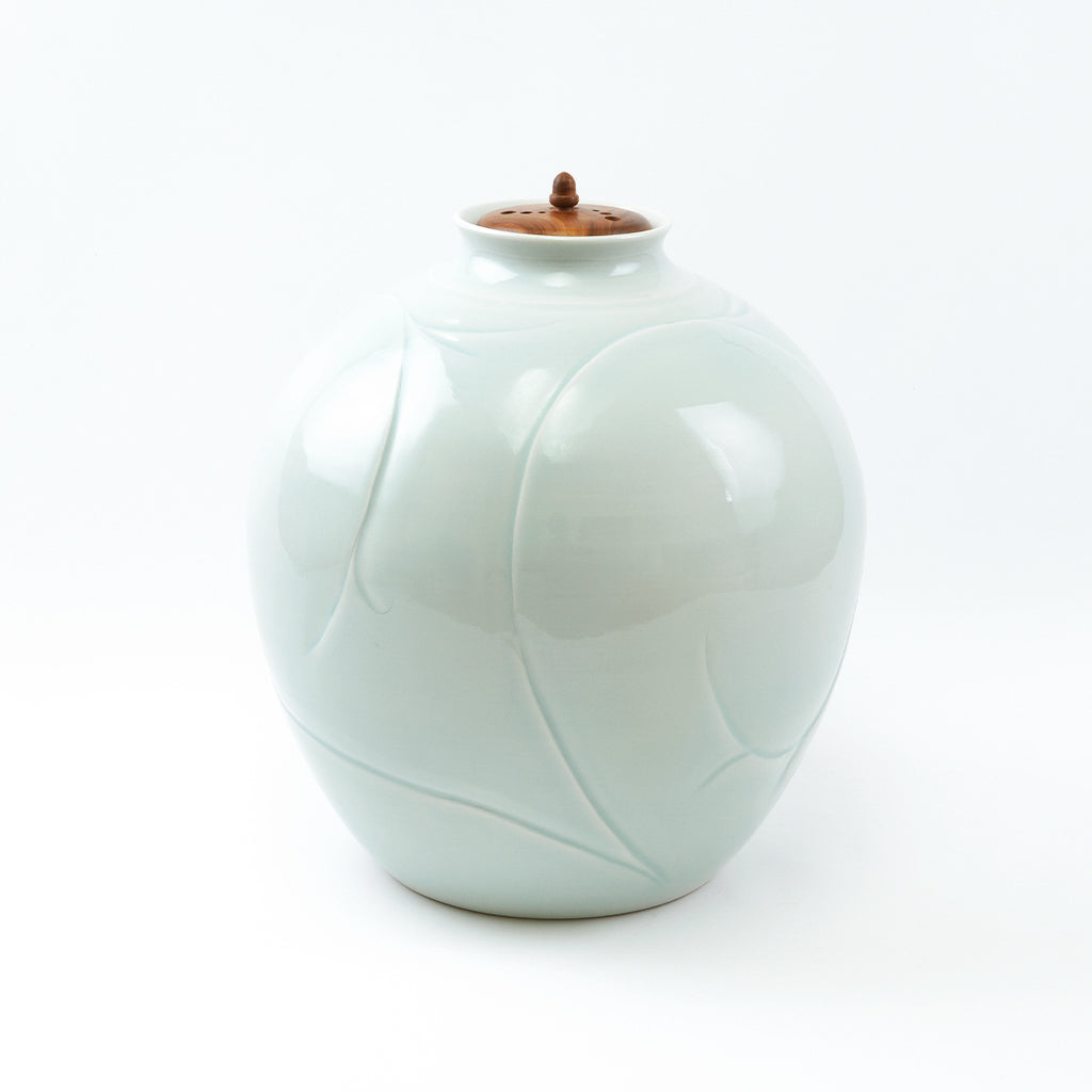 玄彩窯 白い陶器の花瓶 木箱付き 玄彩窯白い陶器の花瓶 木箱付き