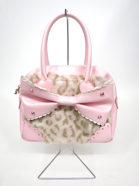 Angelic Pretty ヒョウ柄ファーリボンボストンバッグ アンジェリック