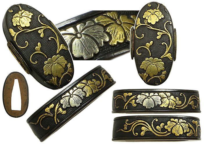 日本刀の縁頭｜赤銅七々子地蔦葛図｜日本刀専門店・東京【十拳】