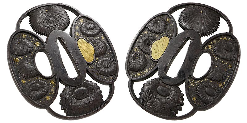 鉄鍔 菱形四角透かし 江戸時代 9 鉄鍔菱形四角透かし江戸時代9