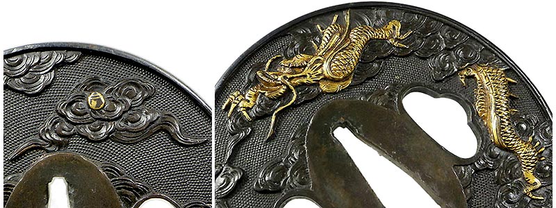 日本刀の鐔・鍔｜赤銅魚々子地珠追龍図｜日本刀専門店・東京【十拳】