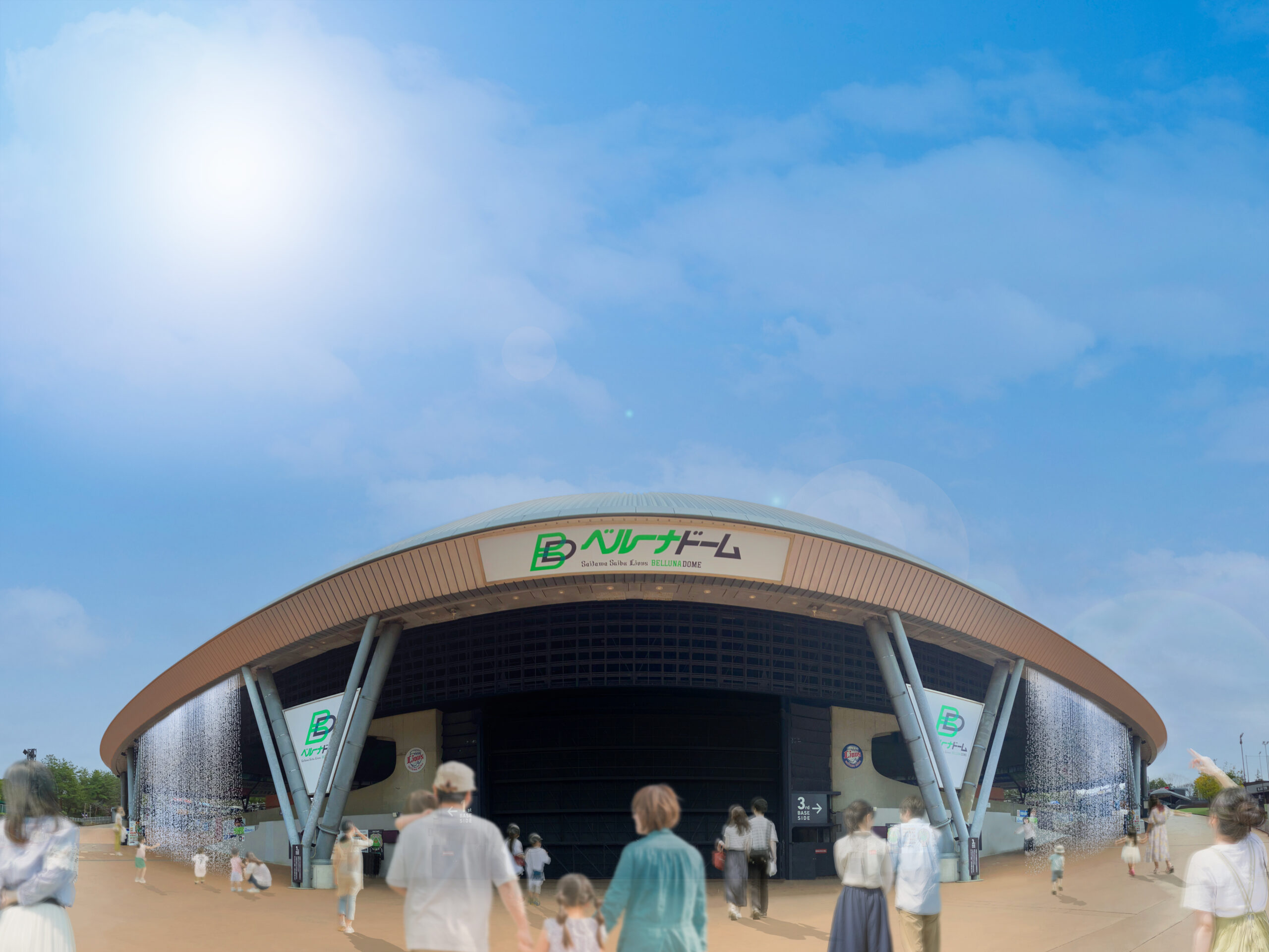 試合前からずぶ濡れに!? ベルーナドームの屋根から滝が出現! 8/9(土