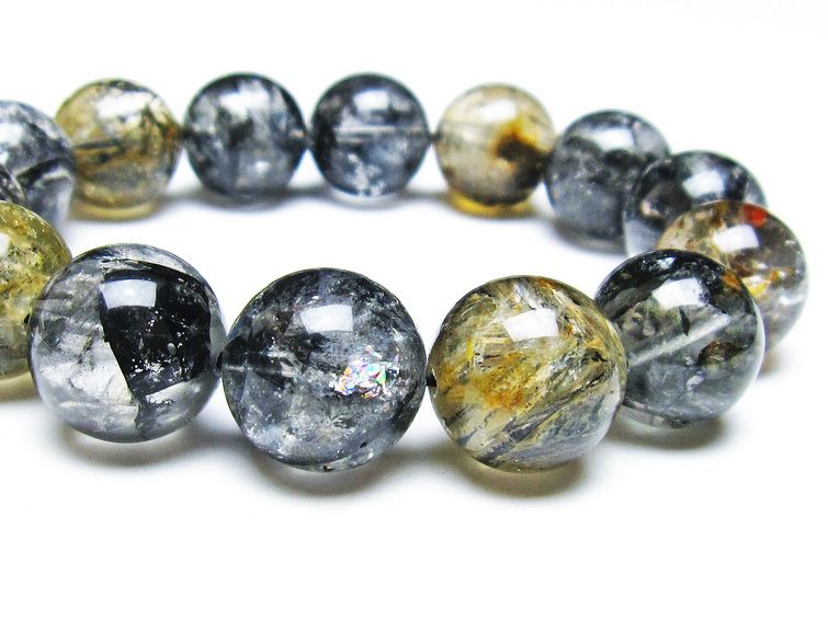 エレスチャルクォーツ ブレスレット 16mm ブラックエレスチャル 一点物