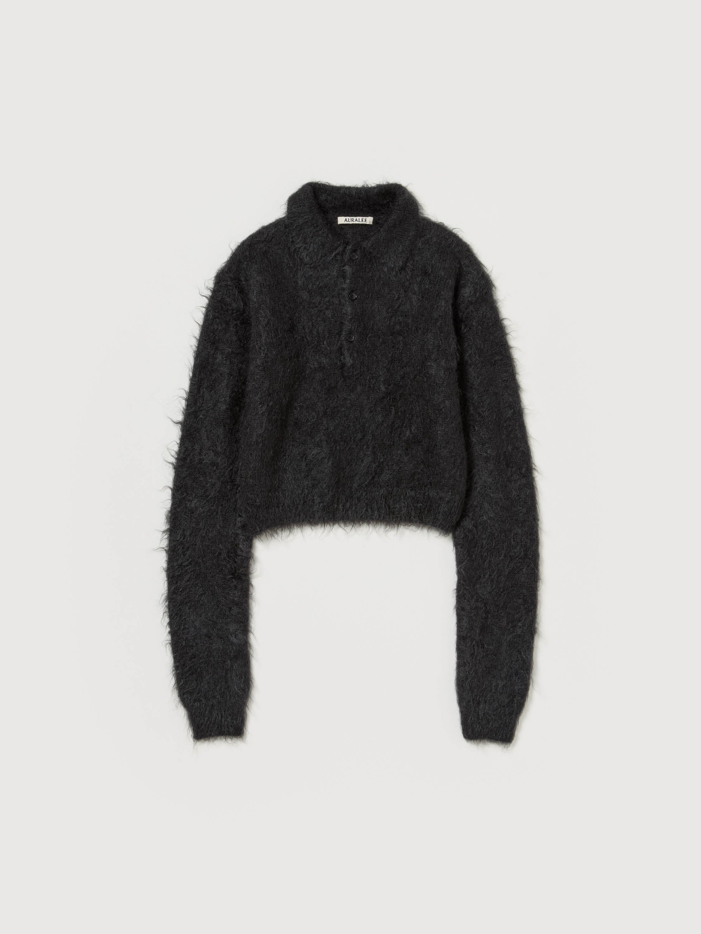 Auralee Brushed Super Kid Mohair Knit Polo - Ink Black – Totem