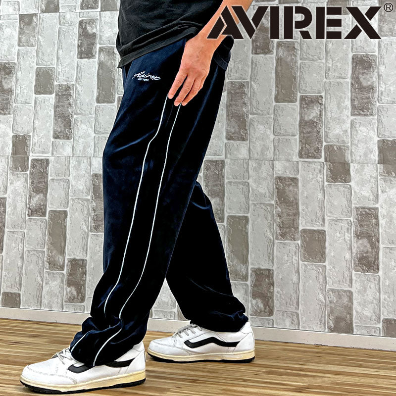 AVIREX アヴィレックス VELOUR PANTS CURSIVE LOGO ベロア パンツ