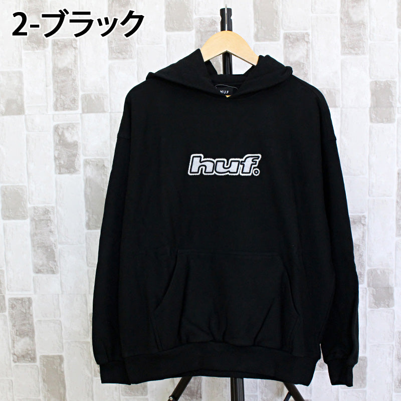 HUF ハフ ロゴアップリケ フードデッド フリース スウェットパーカー