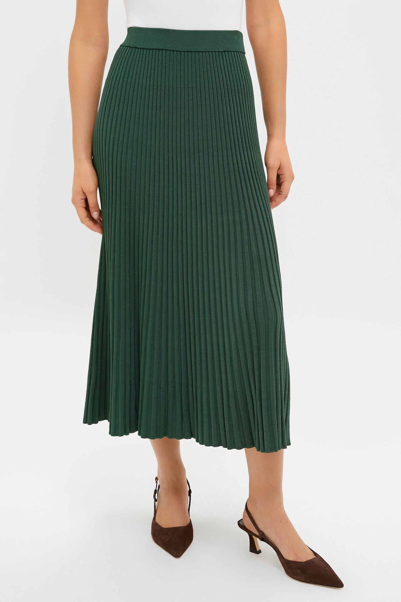 Dark Green Pleated Midi Skirt | Zimmermann
