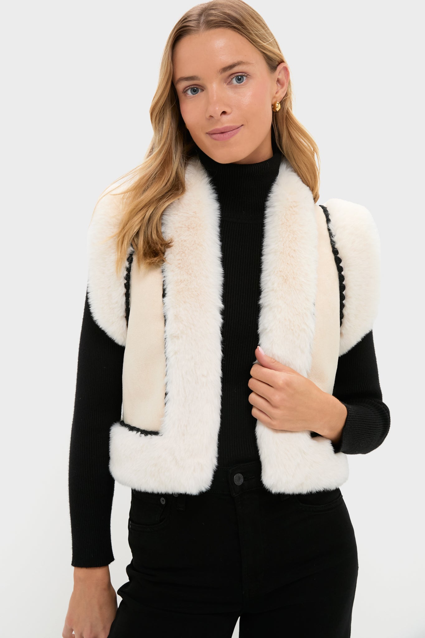 Cream Suede Cropped Chamonix Vest | Hyacinth House