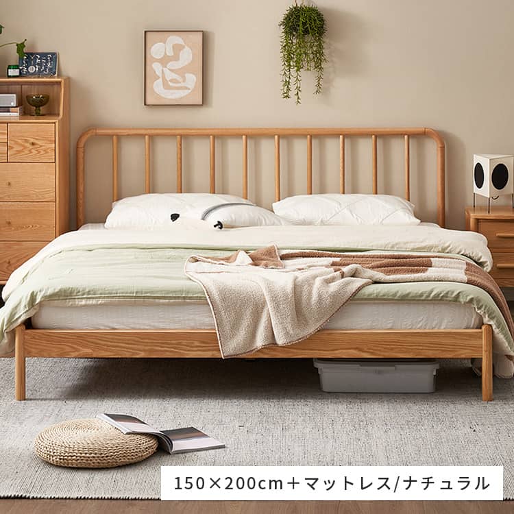 楽天市場】ベッド 天然木 無垢材 オーク材 ベッドフレーム セミダブル