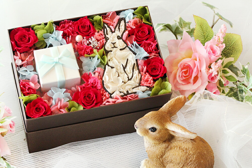 楽天市場】「白うさぎの花急便」プリザーブドフラワー 誕生日 結婚祝い