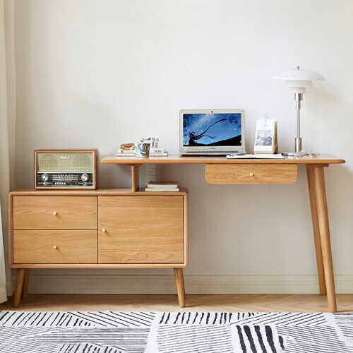 楽天市場】デスク 木製 書斎デスク 幅120 幅140cm 天然木 ハイタイプ