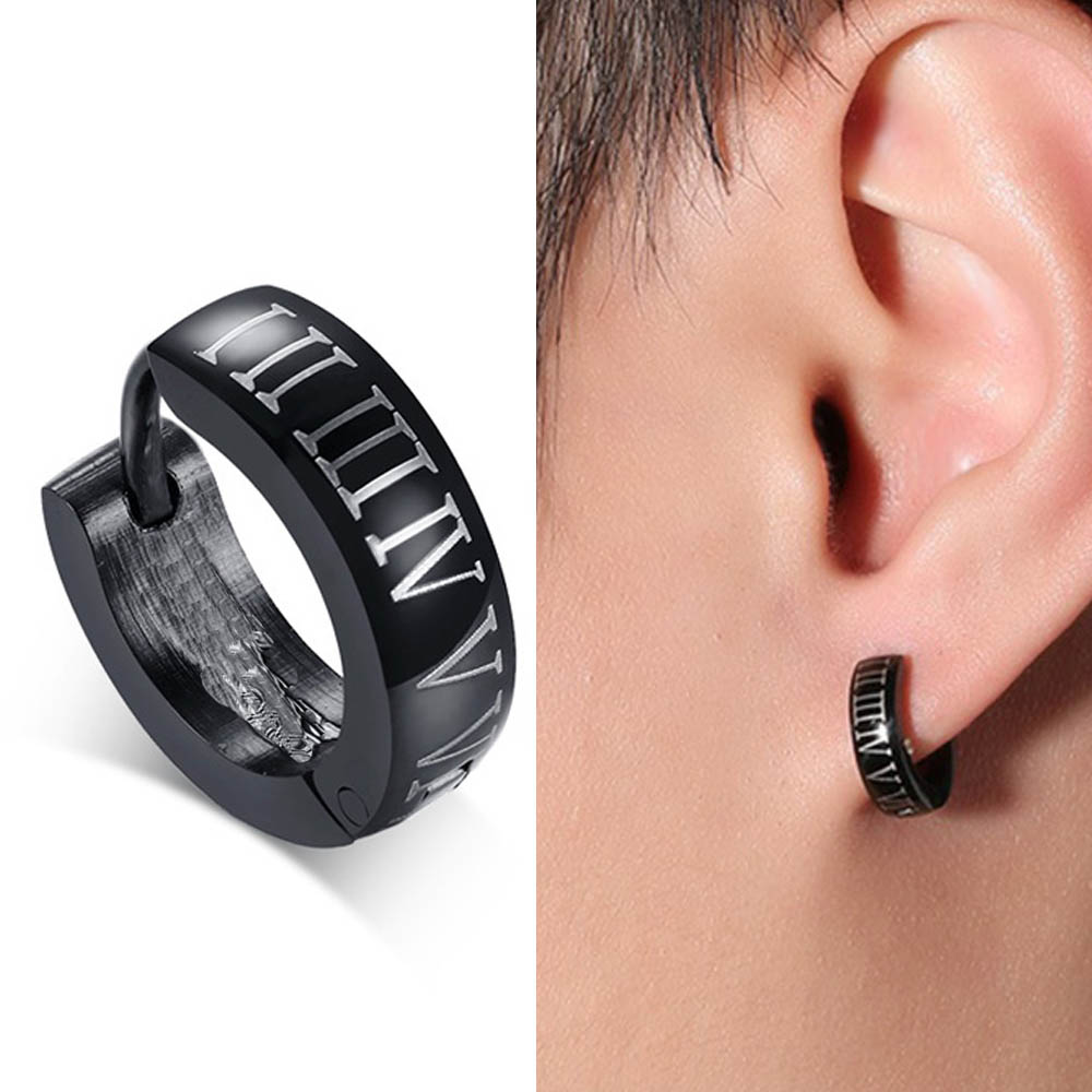 楽天市場】甲丸ナンバーブラックフープピアス 1個販売 片耳 中折れ