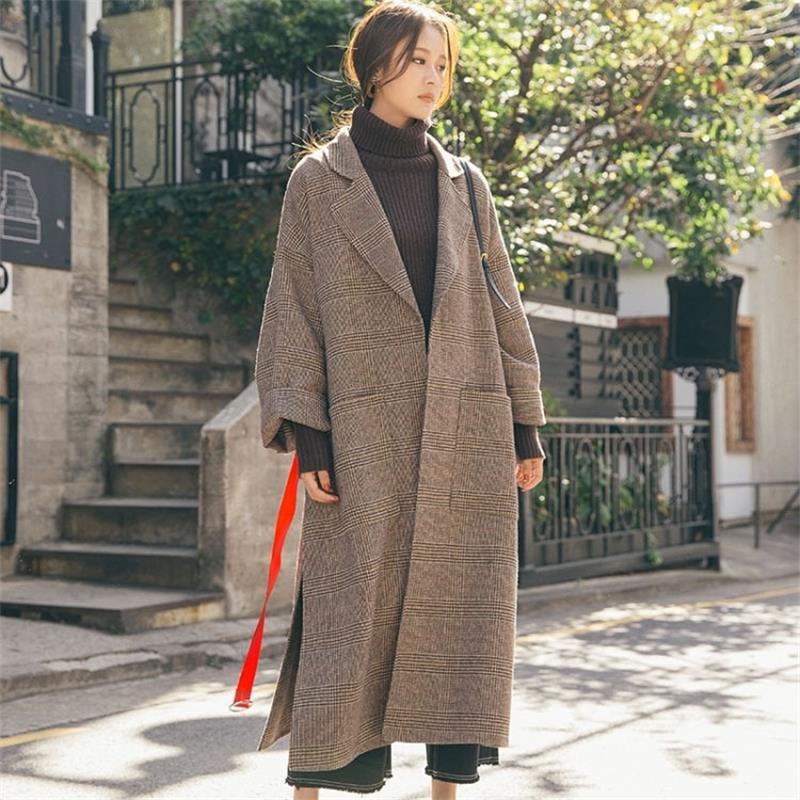 タリアトーレ チェック柄 ロングコート ブラウン ハンガー付き