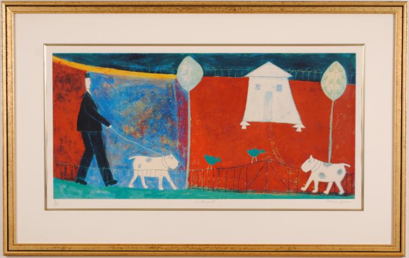 ▷ アノラスペンス Annora Spence 版画 竹馬の紳士 The Swing by
