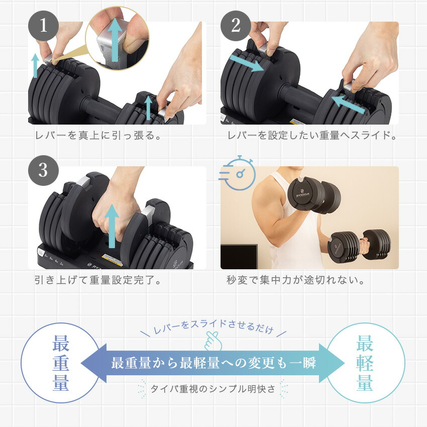 楽天市場】可変式ダンベル 10kg 2個セット 単品 ホワイト ブラック