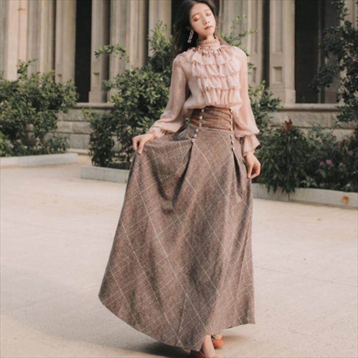 楽天市場】コルセット スカート チェックスカート Aライン フレア ハイ