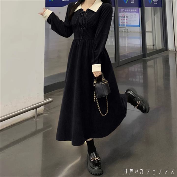 楽天市場】ワンピース ロングワンピ 編み上げ レースアップ 袖あり