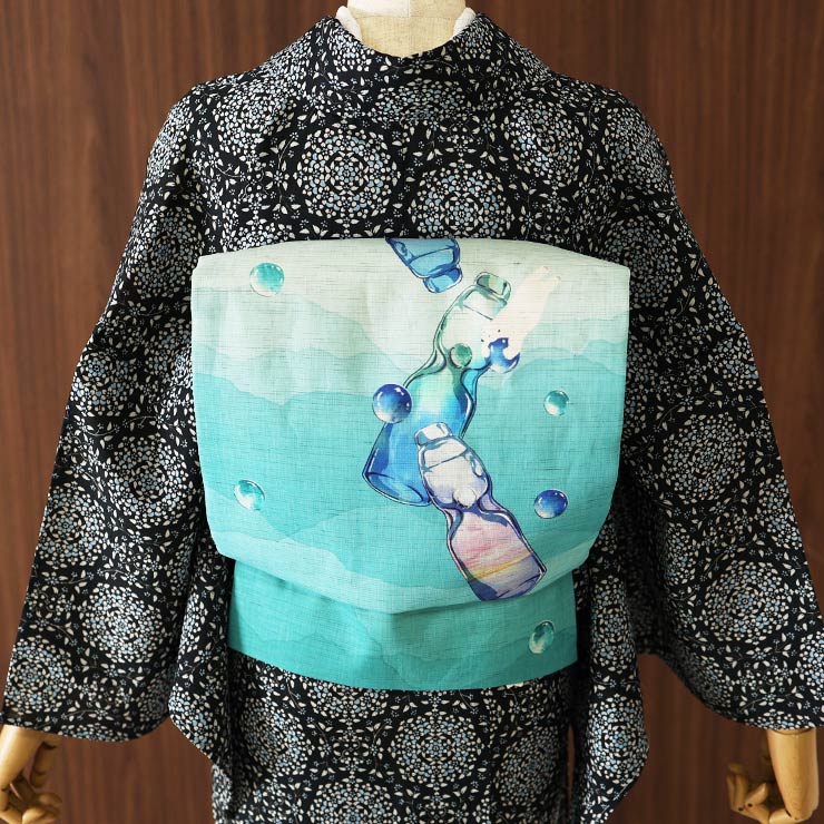 楽天市場】[セオα] 浴衣 花万華鏡 (黒地×ブルー) ゆかた セオアルファ