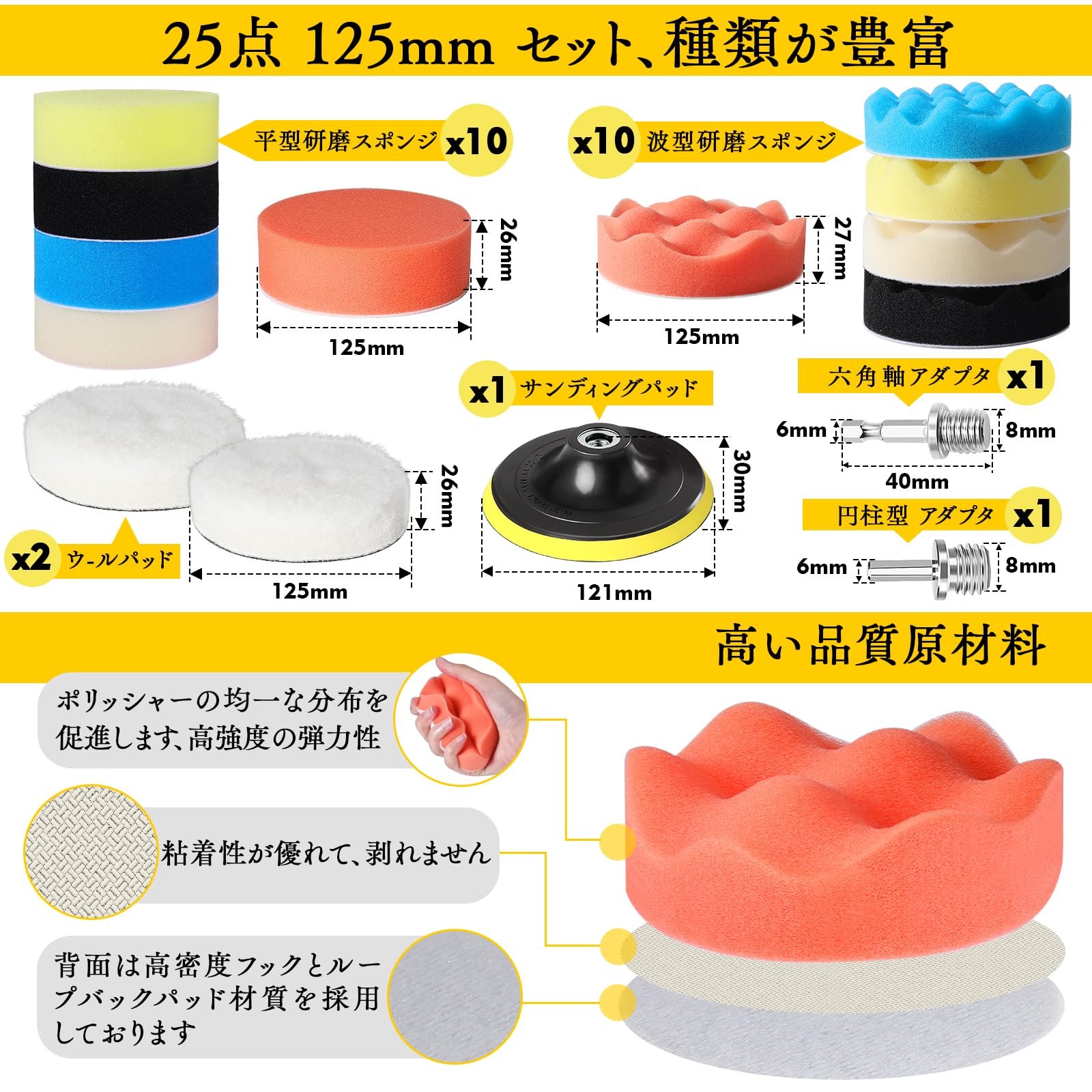 楽天市場】【送料無料】25点セット125mm ポリッシャーバフ GOH DODD