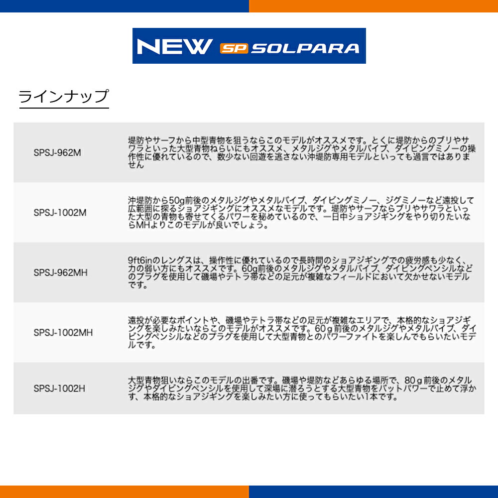 楽天市場】メジャークラフト 24 ソルパラ ショアジギング SPSJ-1002M