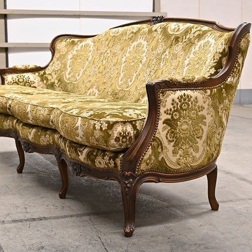 値下げ中】カリモク◇1Pソファ◇ルイ15様式◇本革◇中古品(2408A⑪
