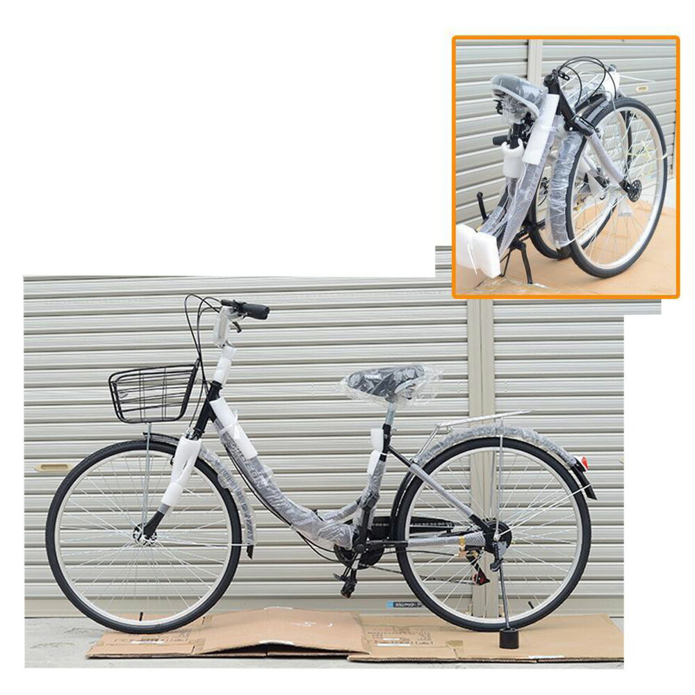楽天市場】新品ママチャリ 折りたたみ自転車 26インチ6段変速ミニベロ