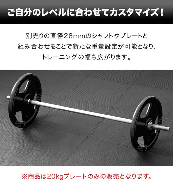楽天市場】【楽天1位】バーベル 用 プレート 穴あき 20kg 1枚 単品