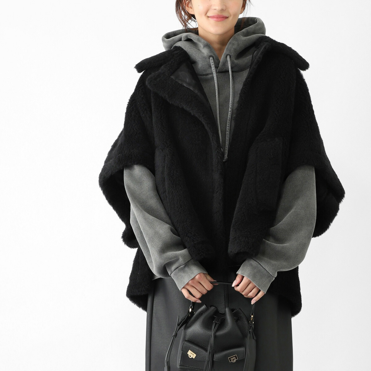 楽天市場】マックスマーラ Max Mara ケープ ポンチョ ブラック