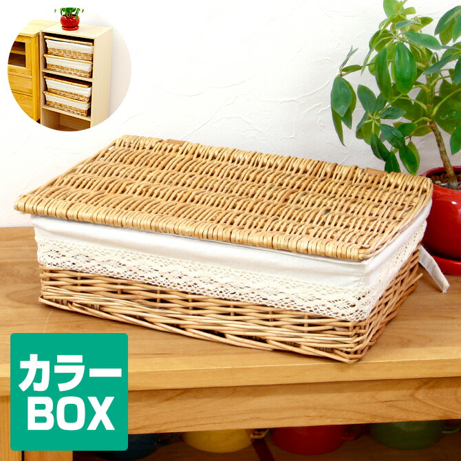 楽天市場】カラーボックス対応 ウィロー フタ付き 浅型 かご
