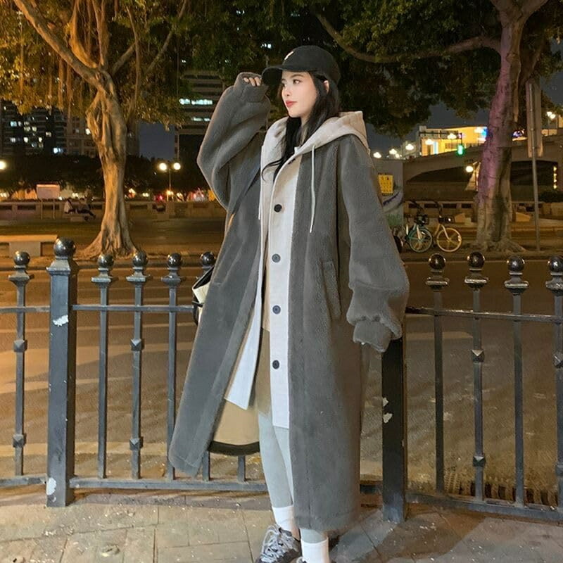 楽天市場】ロングボアコート ボアブルゾン ロング丈 無地フーディー