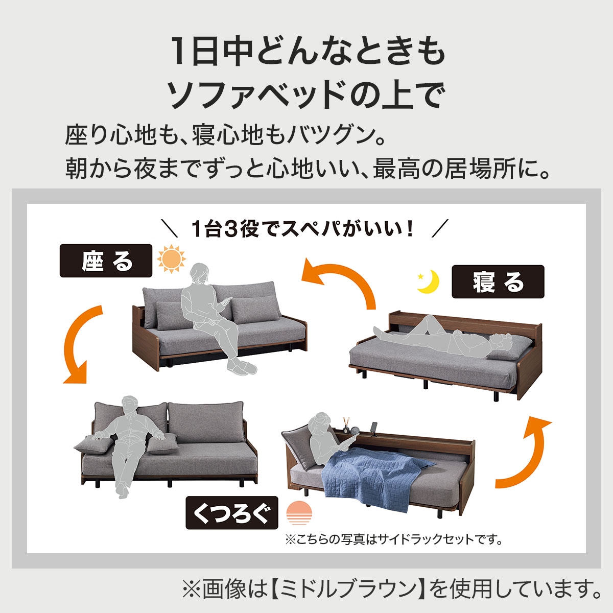 楽天市場】ベッドソファ サイドラック付き(B2 MGY) ニトリ 【配送員