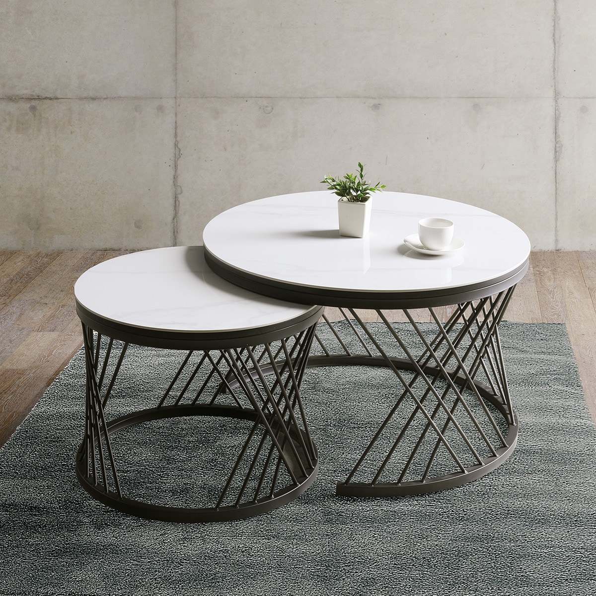 楽天市場】高めのセラミック円形ネストテーブル (幅80cm)【配送員設置