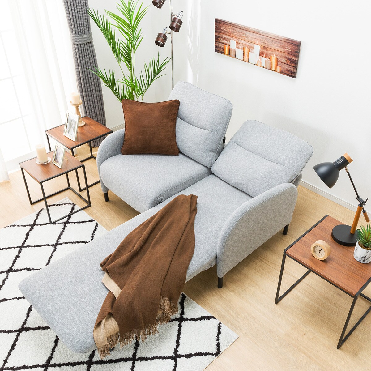 楽天市場】カウチソファにもなるソファベッド (XL01 GY) ニトリ 【配送