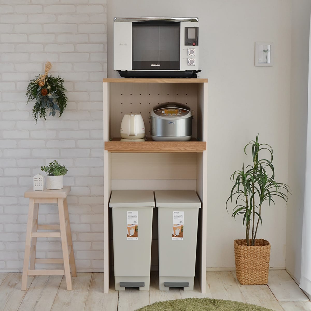 楽天市場】ごみ箱が入るキッチンラック （高さ約128cm WH） ニトリ