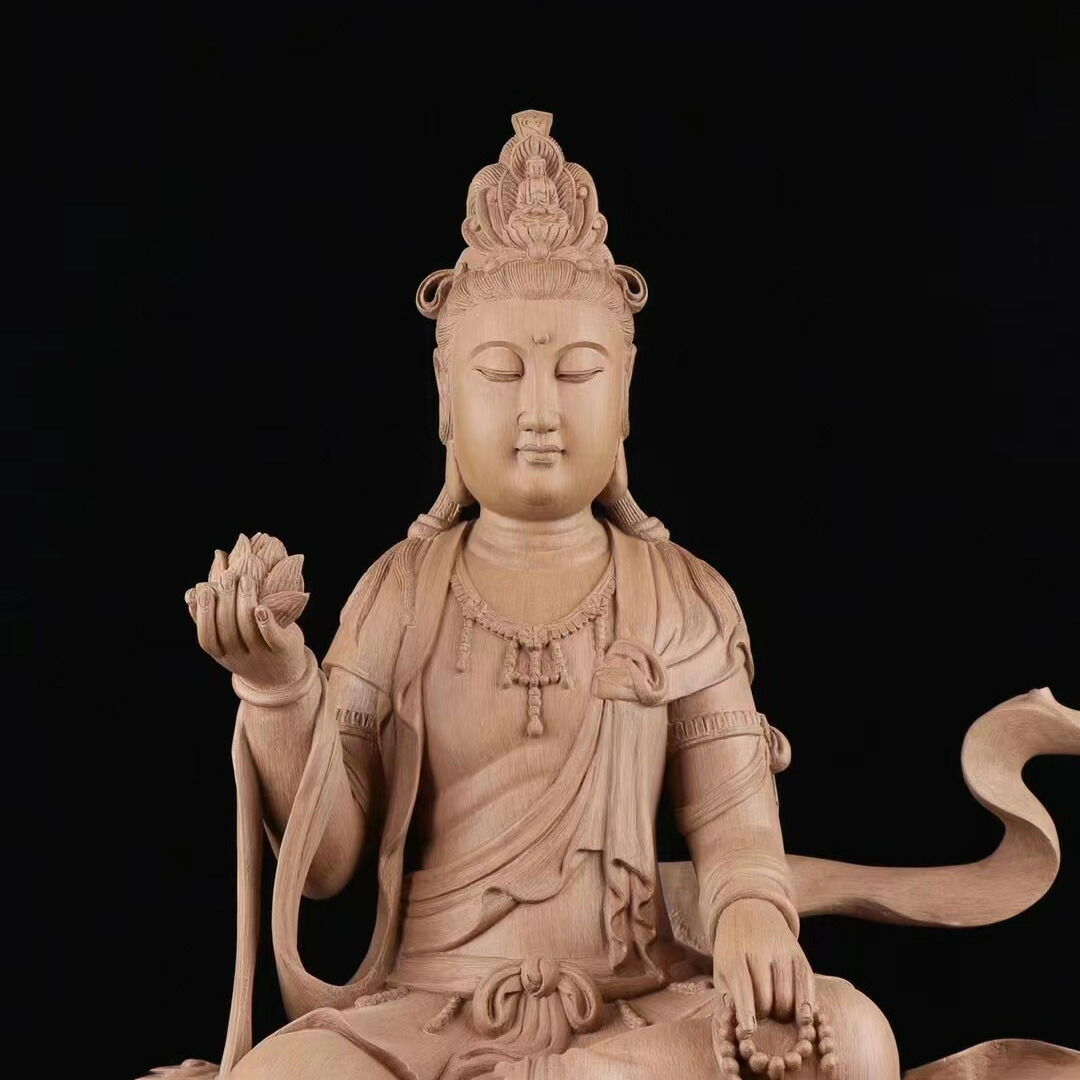 楽天市場】【天然沈香木彫】観音菩薩座像 仏教美術 仏像 仏教工芸品