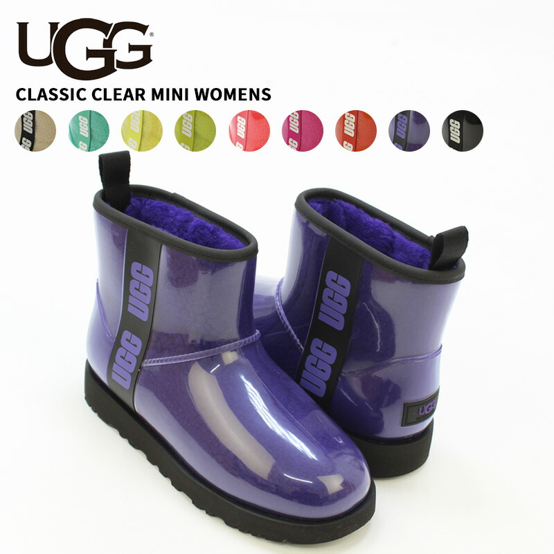 新品 UGG レディース クラシック クリア ミニ 黒 8 25㎝ レインブーツ